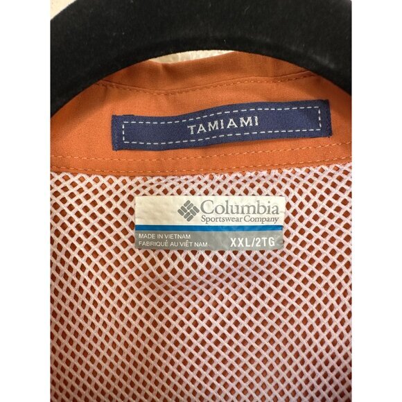 Columbia Mens Orange PFG Shirt XX-Large short sleeve button up polyester collar - Picture 4 of 8